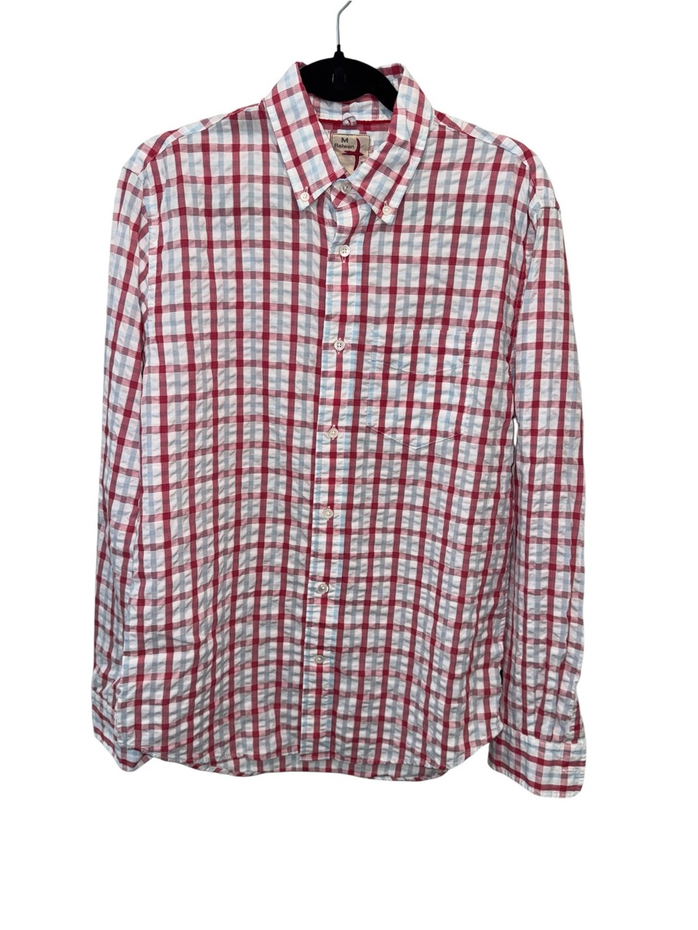 Men's Relwen Marine Red, Blue & White Plaid Button-Down Shirt